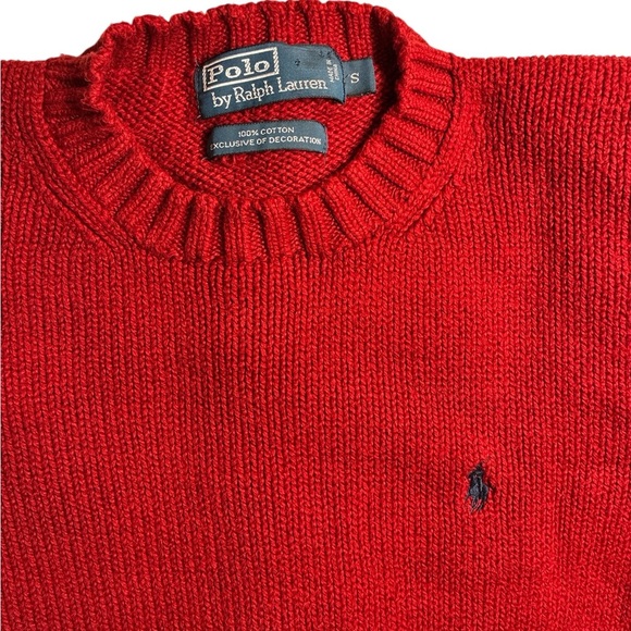 Polo Ralph Lauren Red Crewneck Cotton Knit Sweater 100% Cotton - Picture 5 of 9